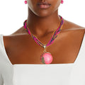 Bead Pendant Necklace with Pink Cord – Trendy Statement Jewelry