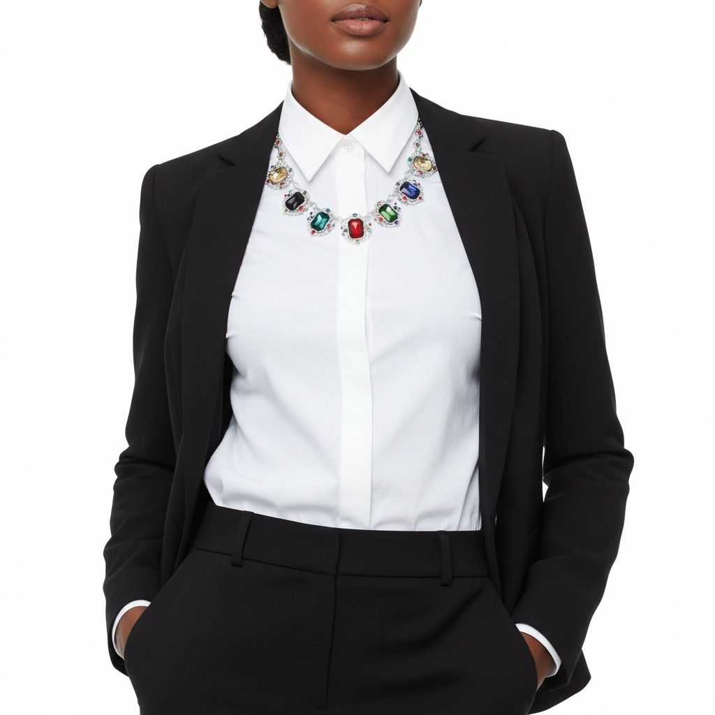 Statement Necklace Silver Filigree Multicolor Crystal Collar Stylish Chic Jewelry