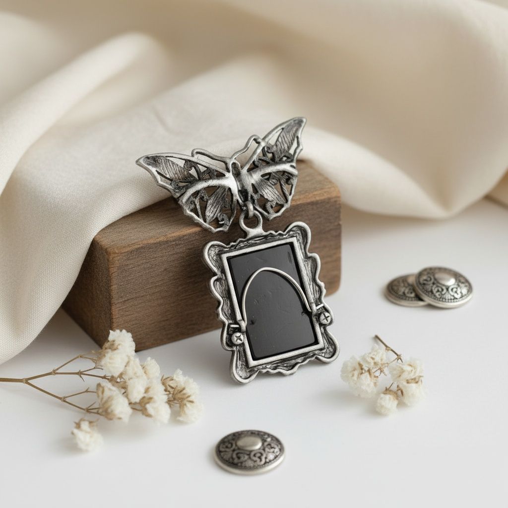 Fashion Brooch Antique Butterfly Square Picture Frame Pin Stylish Accessory