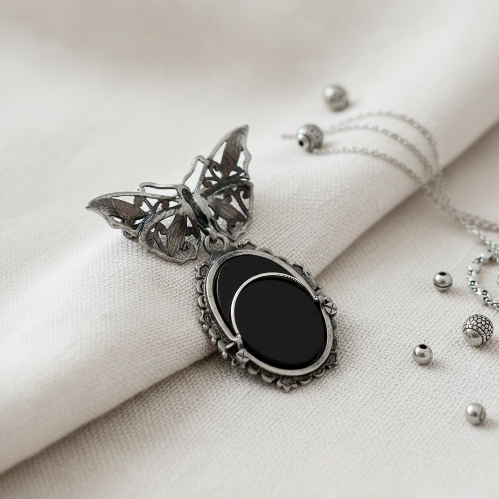 Statement Brooch Antique Butterfly Oval Picture Frame Pin Stylish Accessory