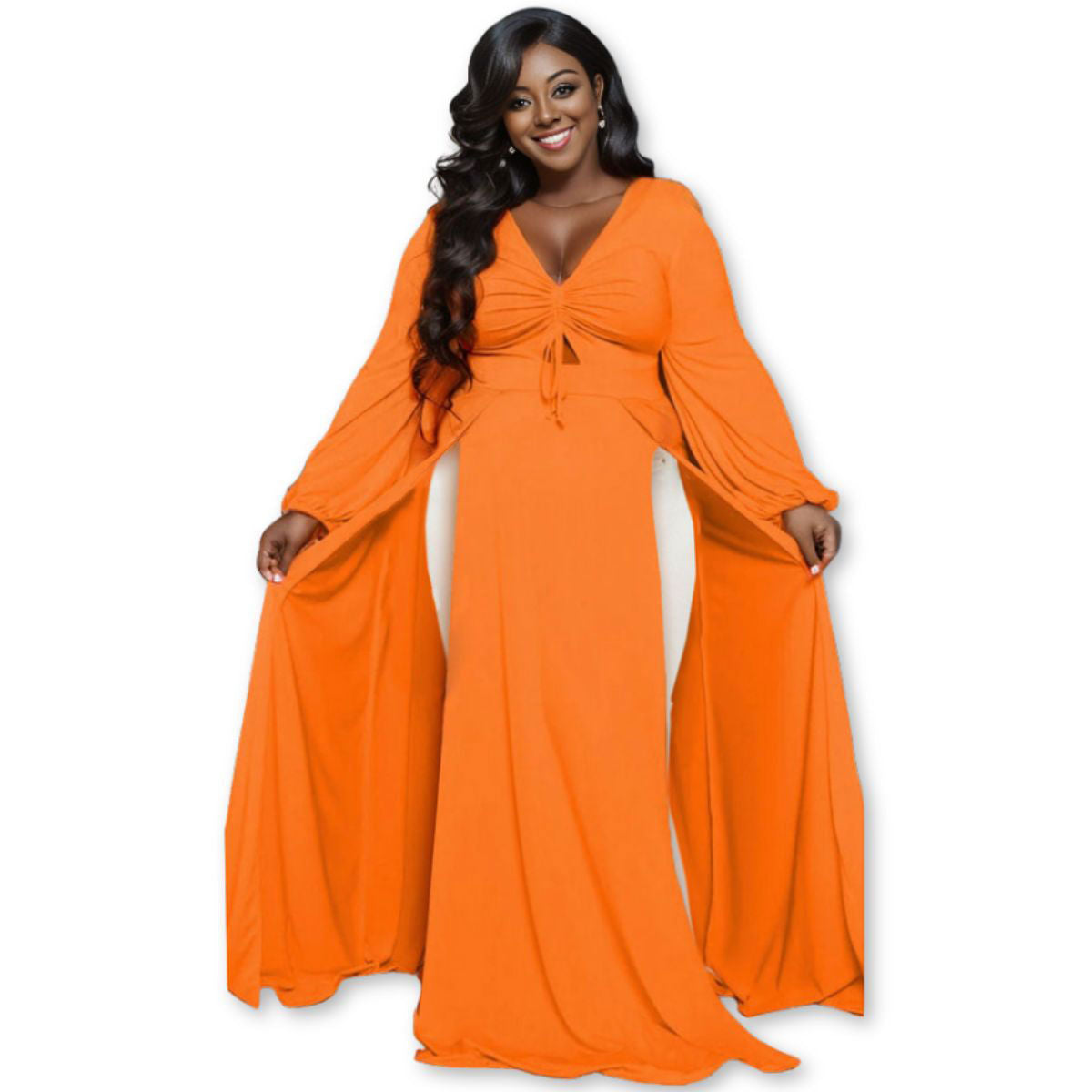 Women’s Dress 3XL Bright Orange Sexy Slit Trendy Chic