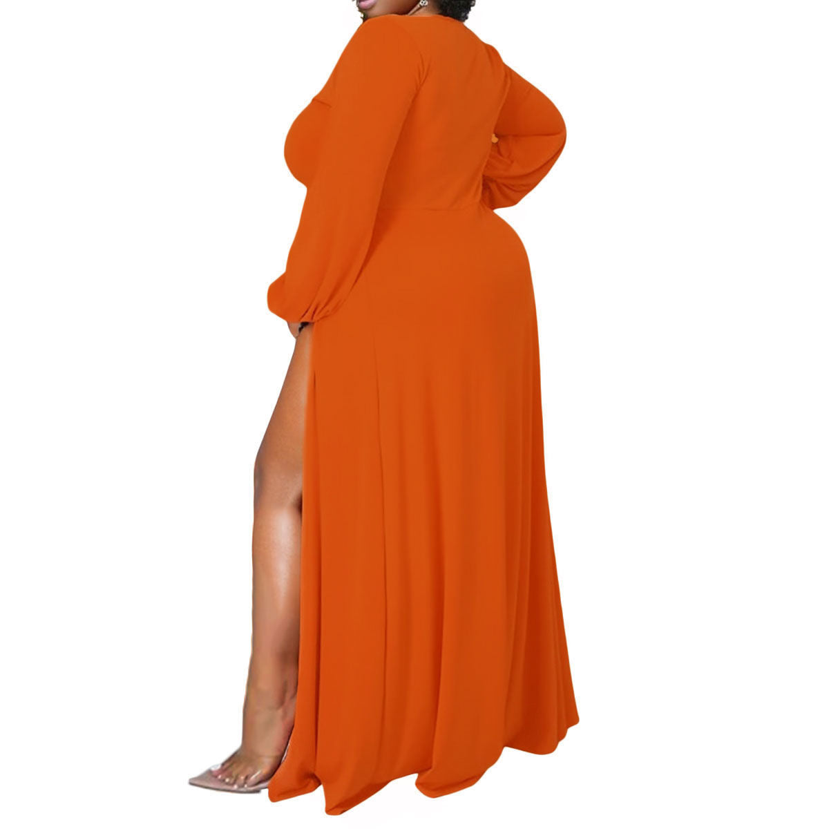 Women’s Dress 3XL Bright Orange Sexy Slit Trendy Chic