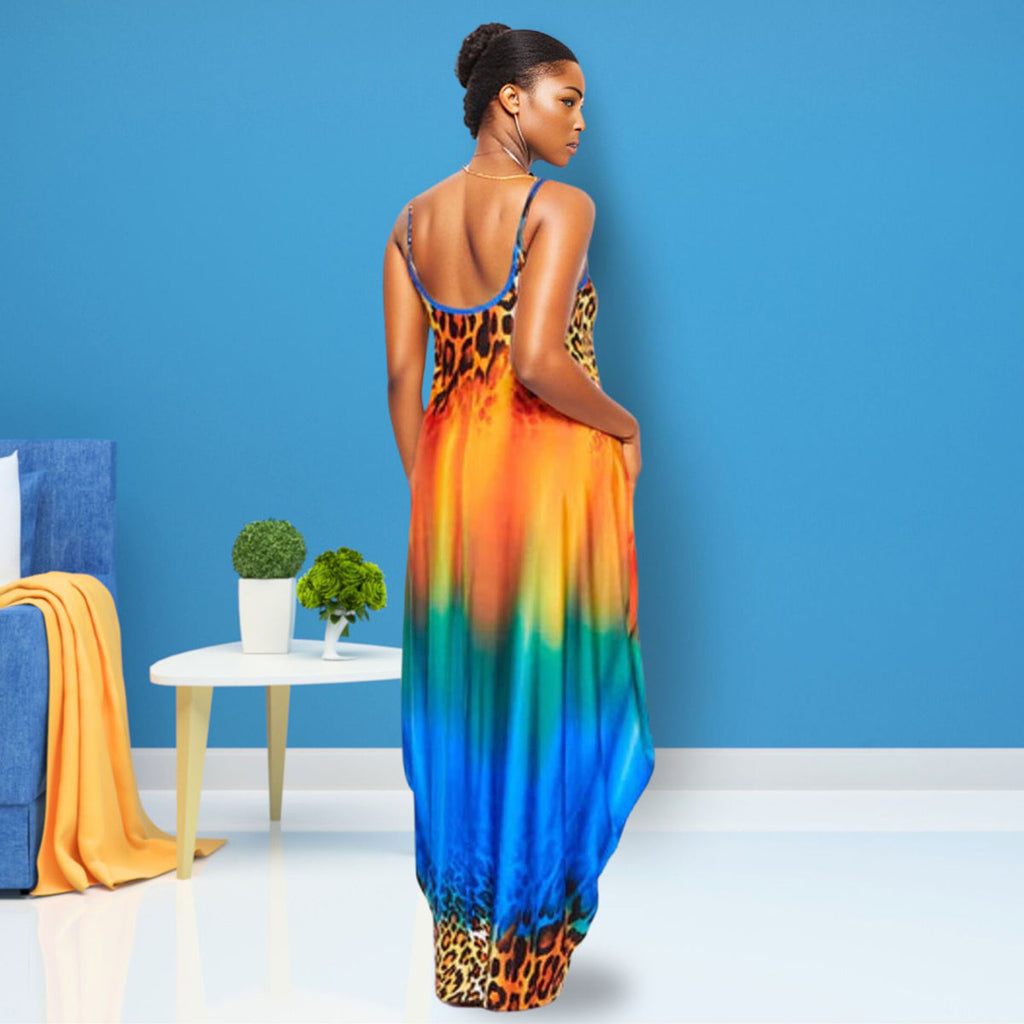 Women’s Plus Size 5XL Rainbow Cami Dress – Trendy Casual Chic