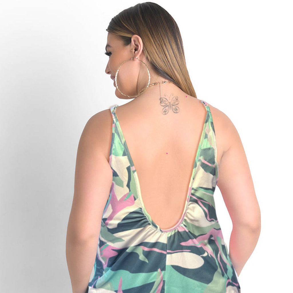 Plus Size 3XL Green Cami Romper Casual Stylish Lounge Wear