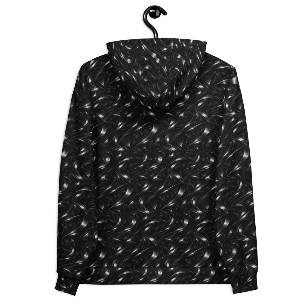 Neo-Futurist Flow Hoodie – Limited Drop – Dark Metallic All-Over Print Streetwear