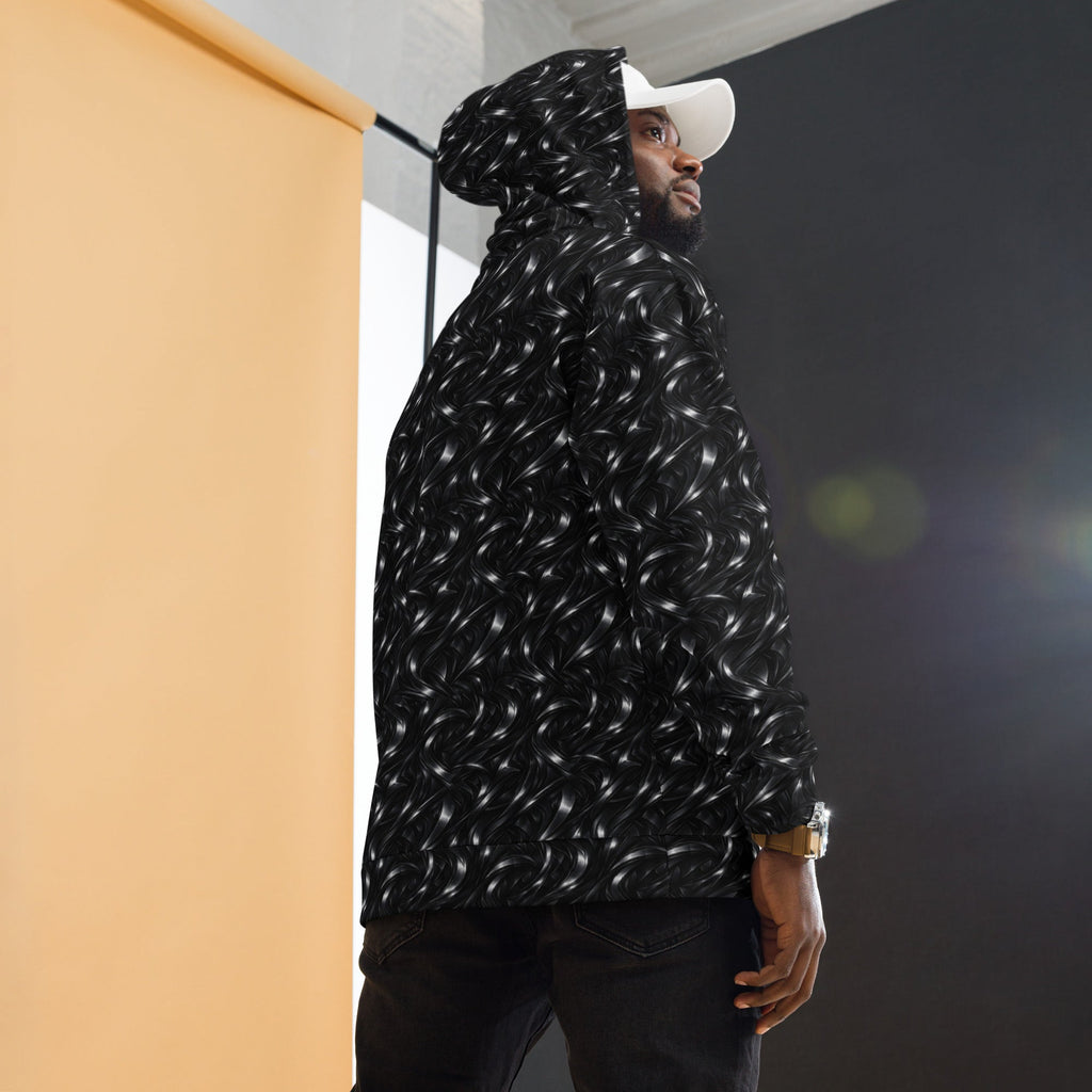 Neo-Futurist Flow Hoodie – Limited Drop – Dark Metallic All-Over Print Streetwear