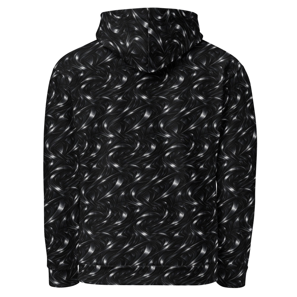 Neo-Futurist Flow Hoodie – Limited Drop – Dark Metallic All-Over Print Streetwear