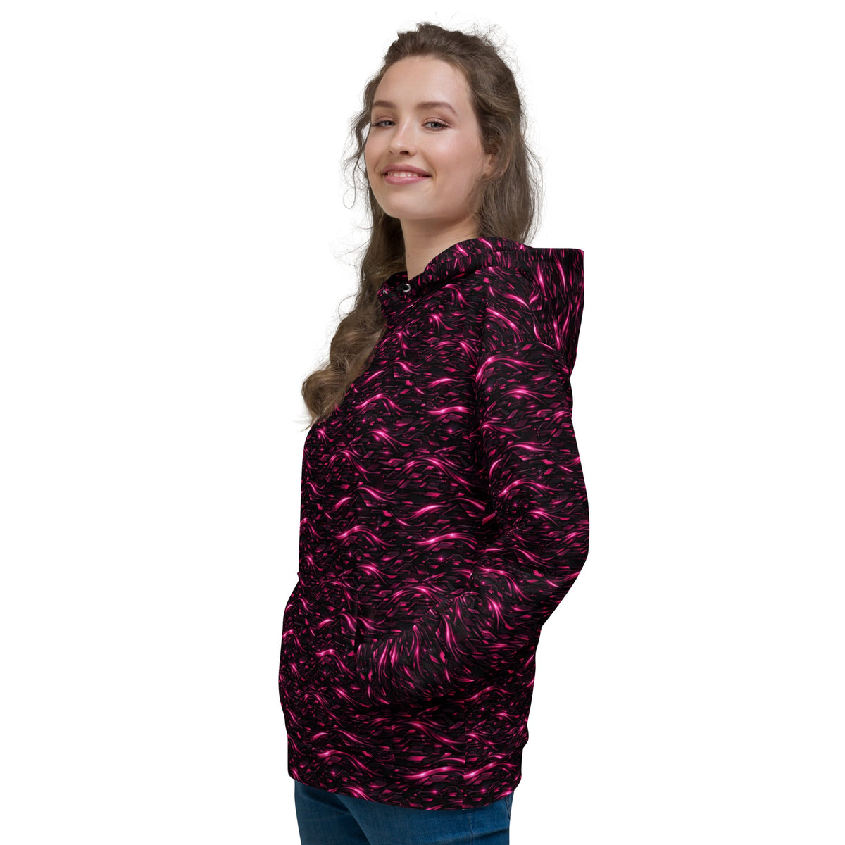 Neon Flux Pink Hoodie – Limited Drop – All-Over Print Neon Streetwear Hoodie