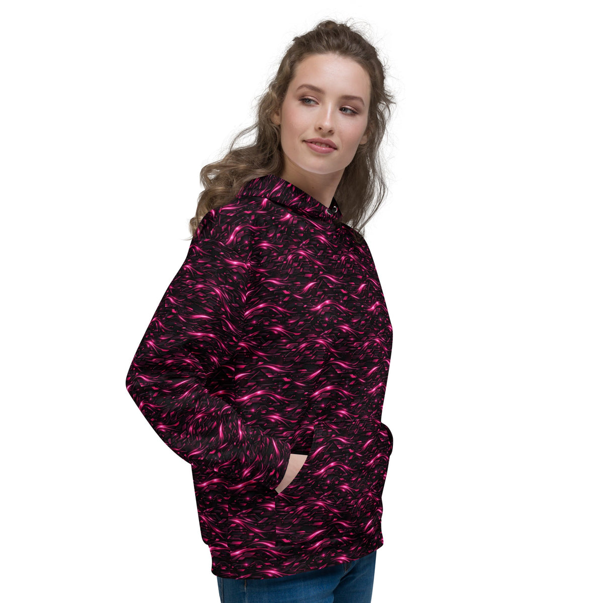 Neon Flux Pink Hoodie – Limited Drop – All-Over Print Neon Streetwear Hoodie
