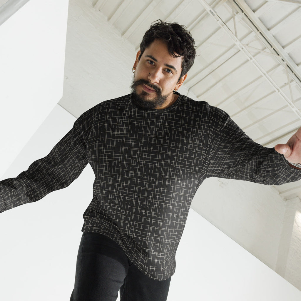 Architectural Silence Sweatshirt – Limited Drop – Minimalist Geometric All-Over Print