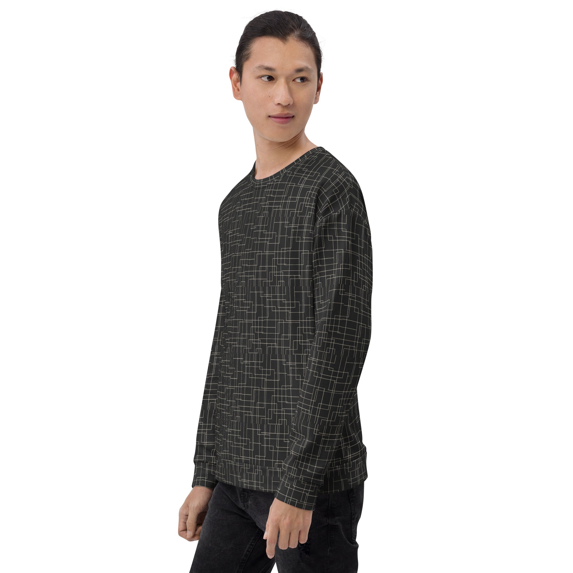 Architectural Silence Sweatshirt – Limited Drop – Minimalist Geometric All-Over Print