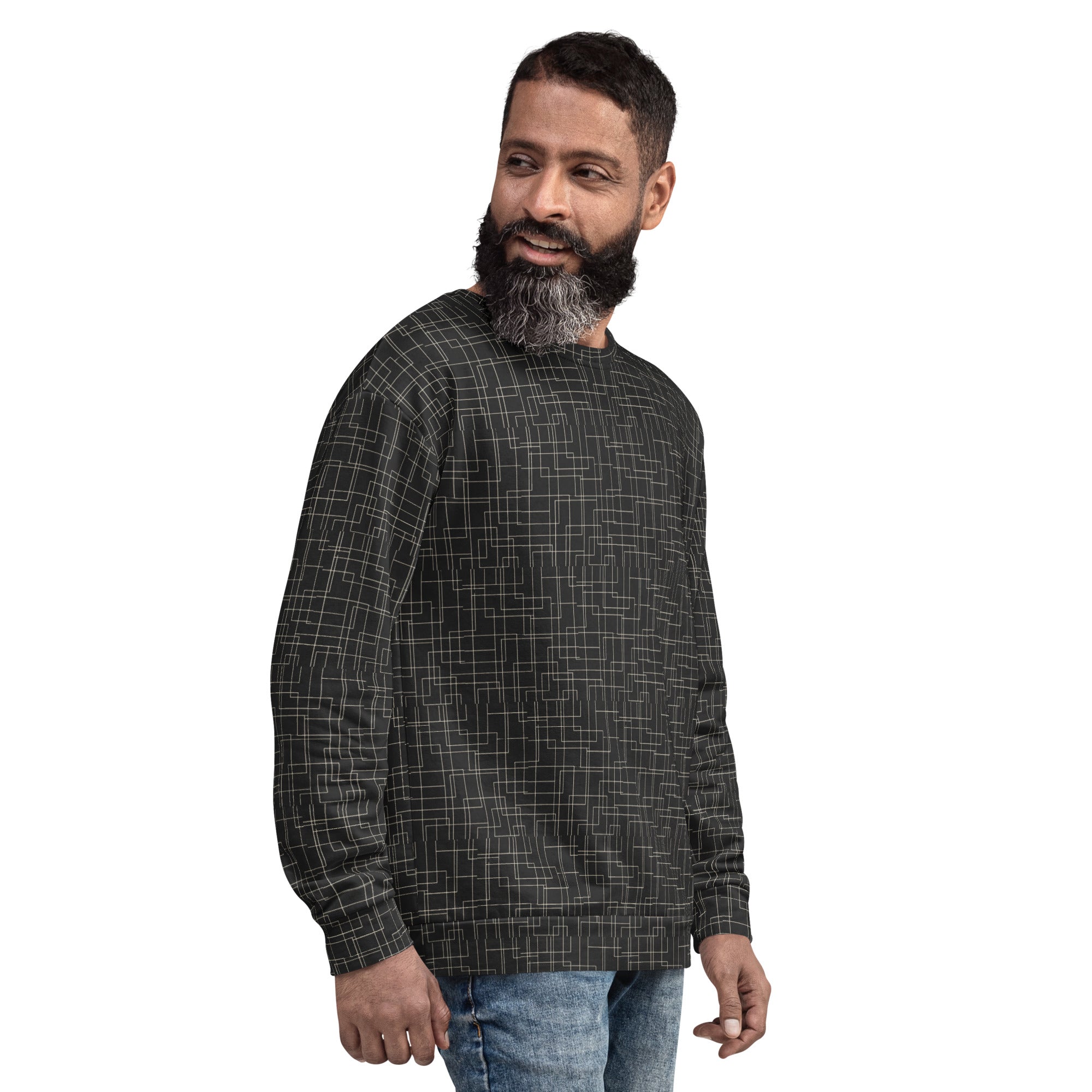 Architectural Silence Sweatshirt – Limited Drop – Minimalist Geometric All-Over Print