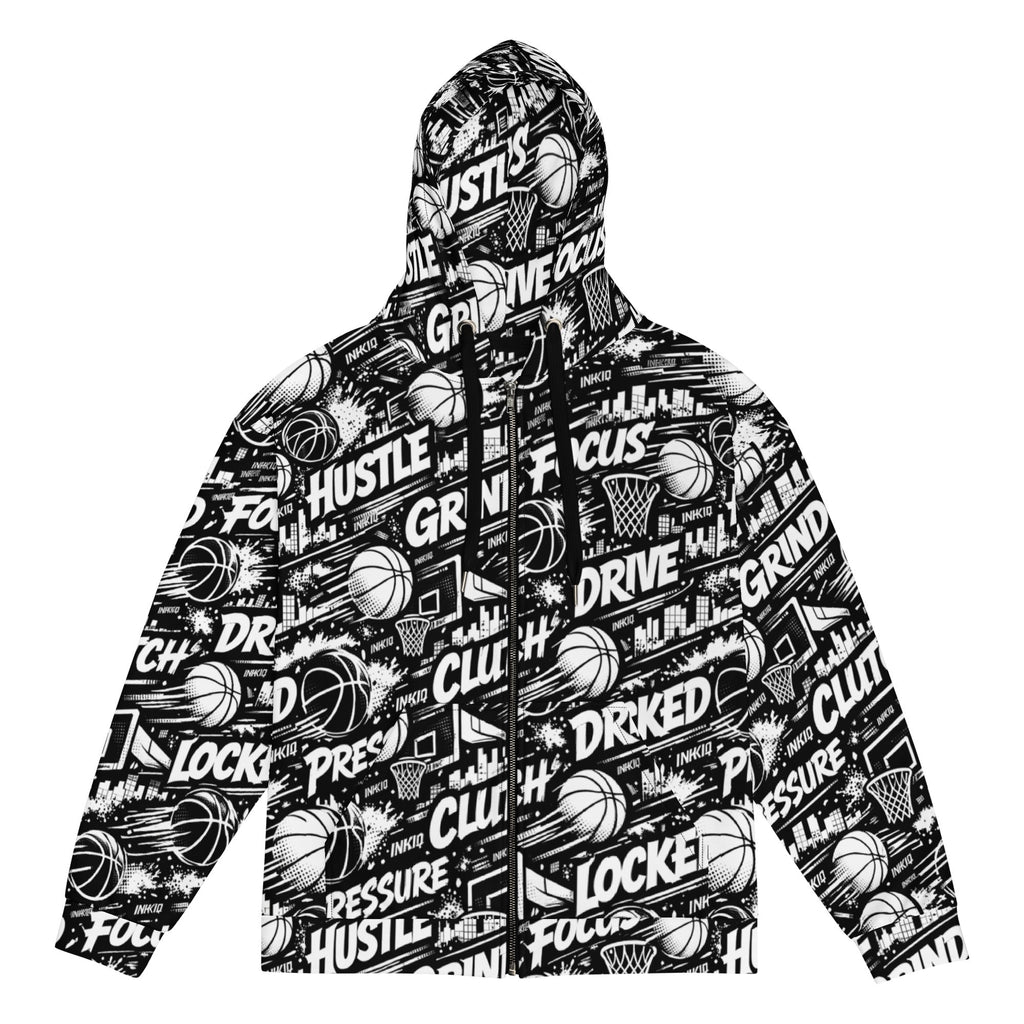 HUSTLE | GRIND | FOCUS – All-Over Print Zip Hoodie | INKIQ Streetwear