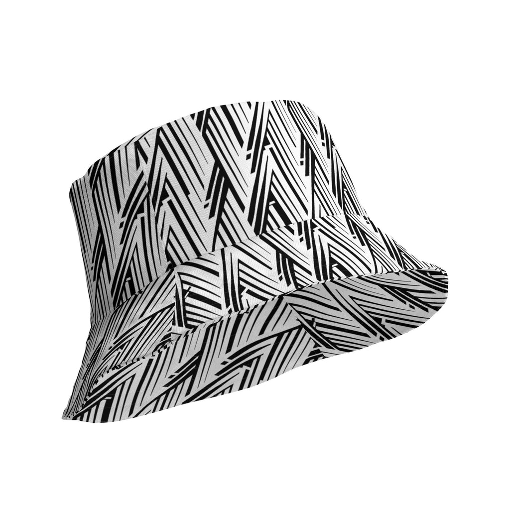 Glitch Stripe Reversible Bucket Hat – Limited Drop – Black White Neo-Futurist All-Over Print