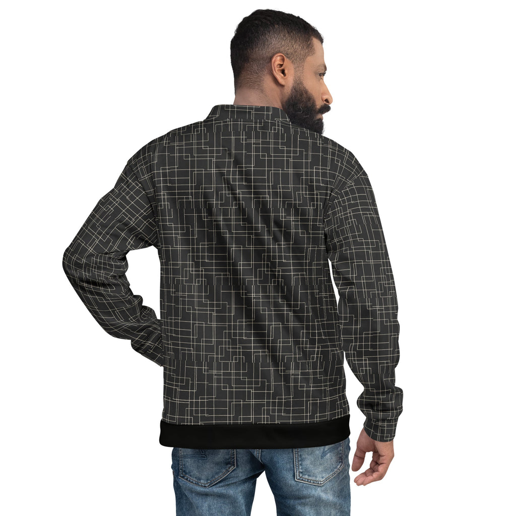 Architectural Silence Bomber Jacket – Limited Drop – Minimalist Brutalist Geometric All-Over Print Unisex