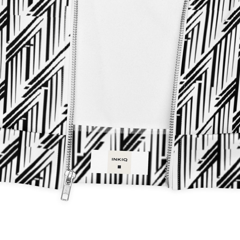 Glitch Stripe Bomber Jacket – Limited Drop – Black White Neo-Futurist All-Over Print