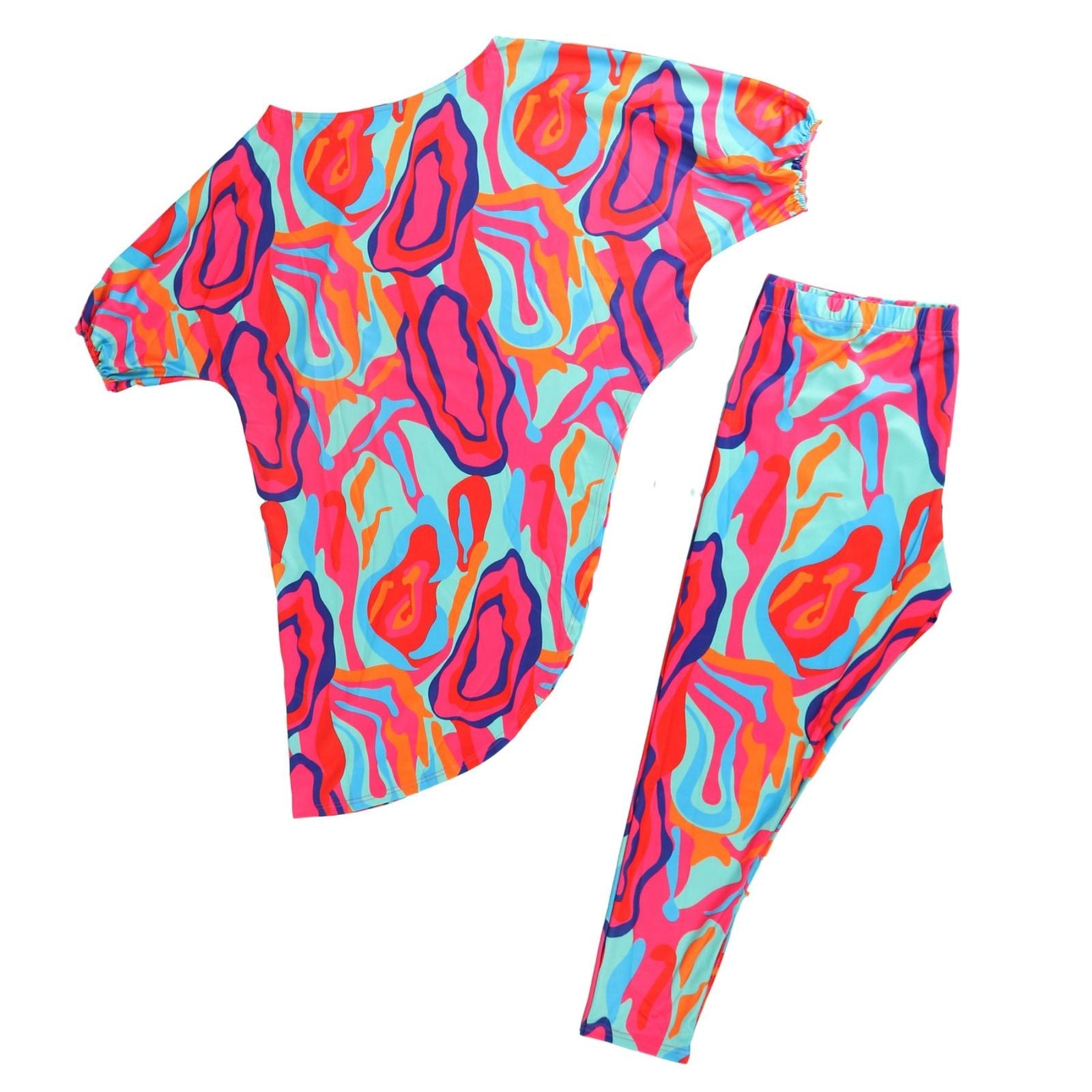 Plus Size 4XL Rainbow Asymmetric Set Stylish Casual Fashion