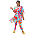 Plus Size 4XL Rainbow Asymmetric Set Stylish Casual Fashion