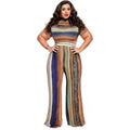 Plus Size 5XL Striped Top and Pants Set Casual Chic Lounge Outfit