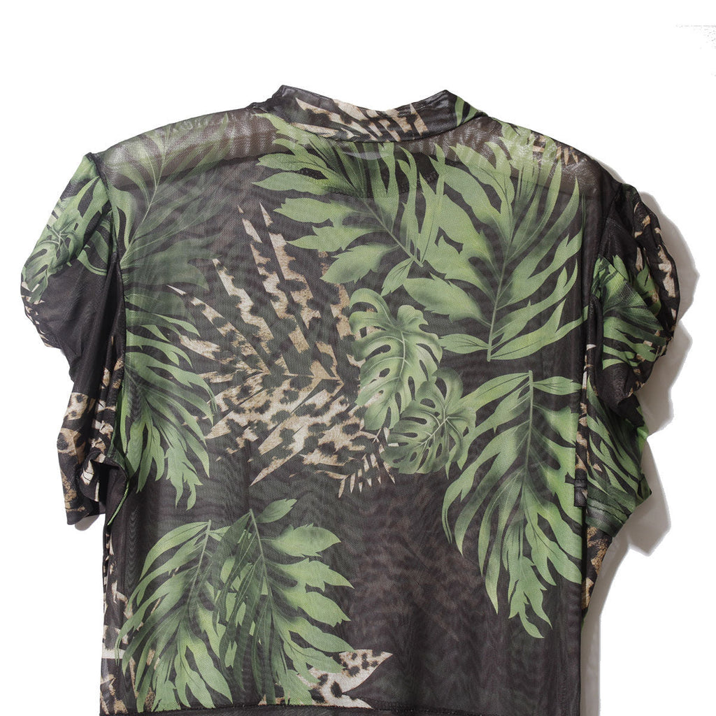 Plus Size 3XL Mesh Leaf Top with High-Low Hem, Trendy Casual Fashion