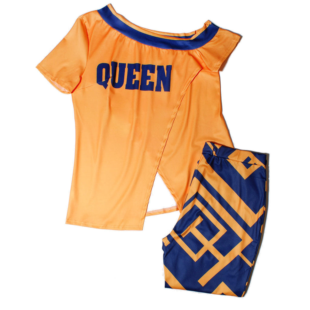 Plus Size 2XL Orange Queen Outfit Set Stylish Fashion Ensemble