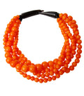 Statement Necklace with Orange Beads and Buffalo Horn Hook, Trendy Fashion Jewelry