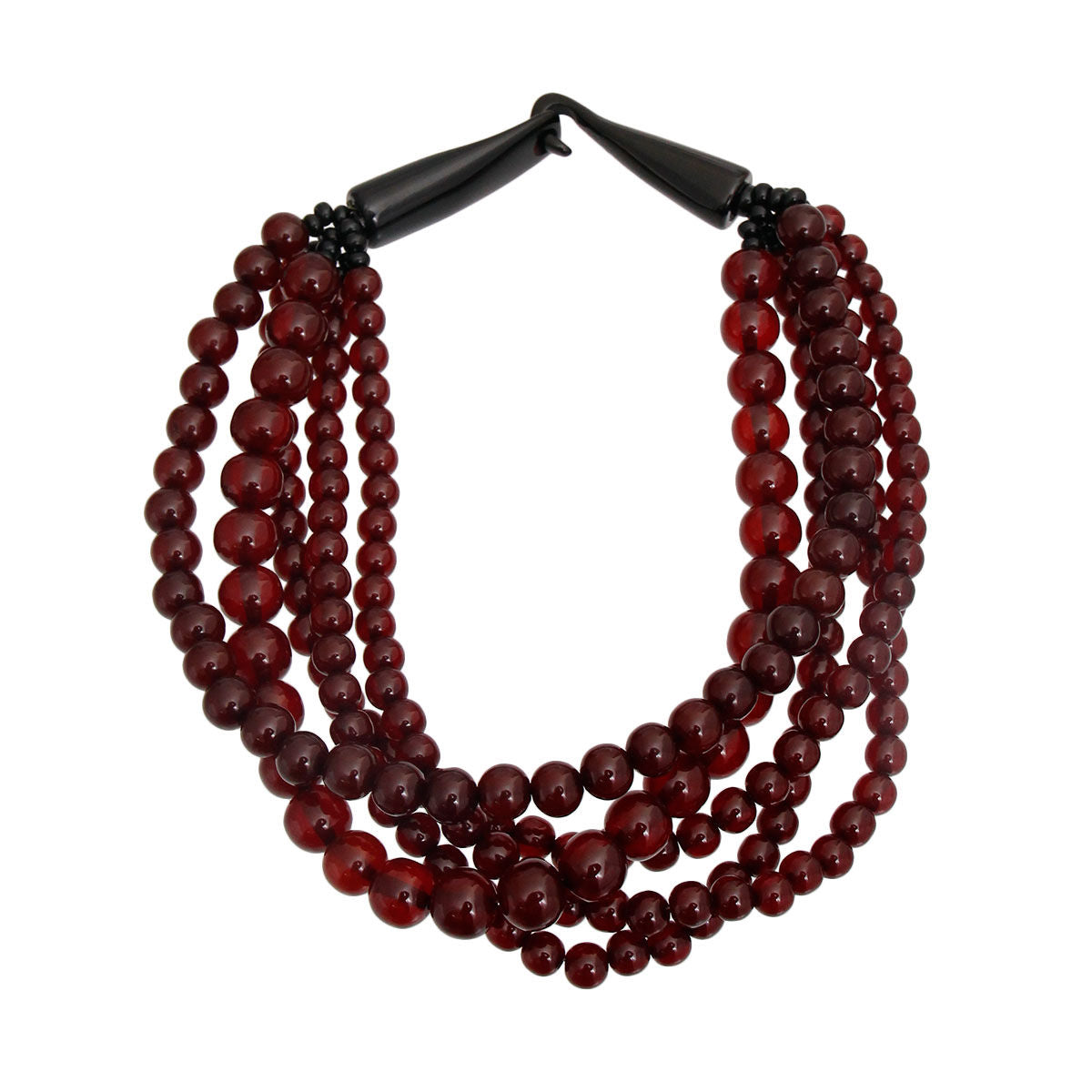 Buffalo Horn Hook Necklace with Wine Bead – Trendy Statement Jewelry