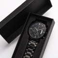 Leading with Love Engraved Design Black Chronograph Watch