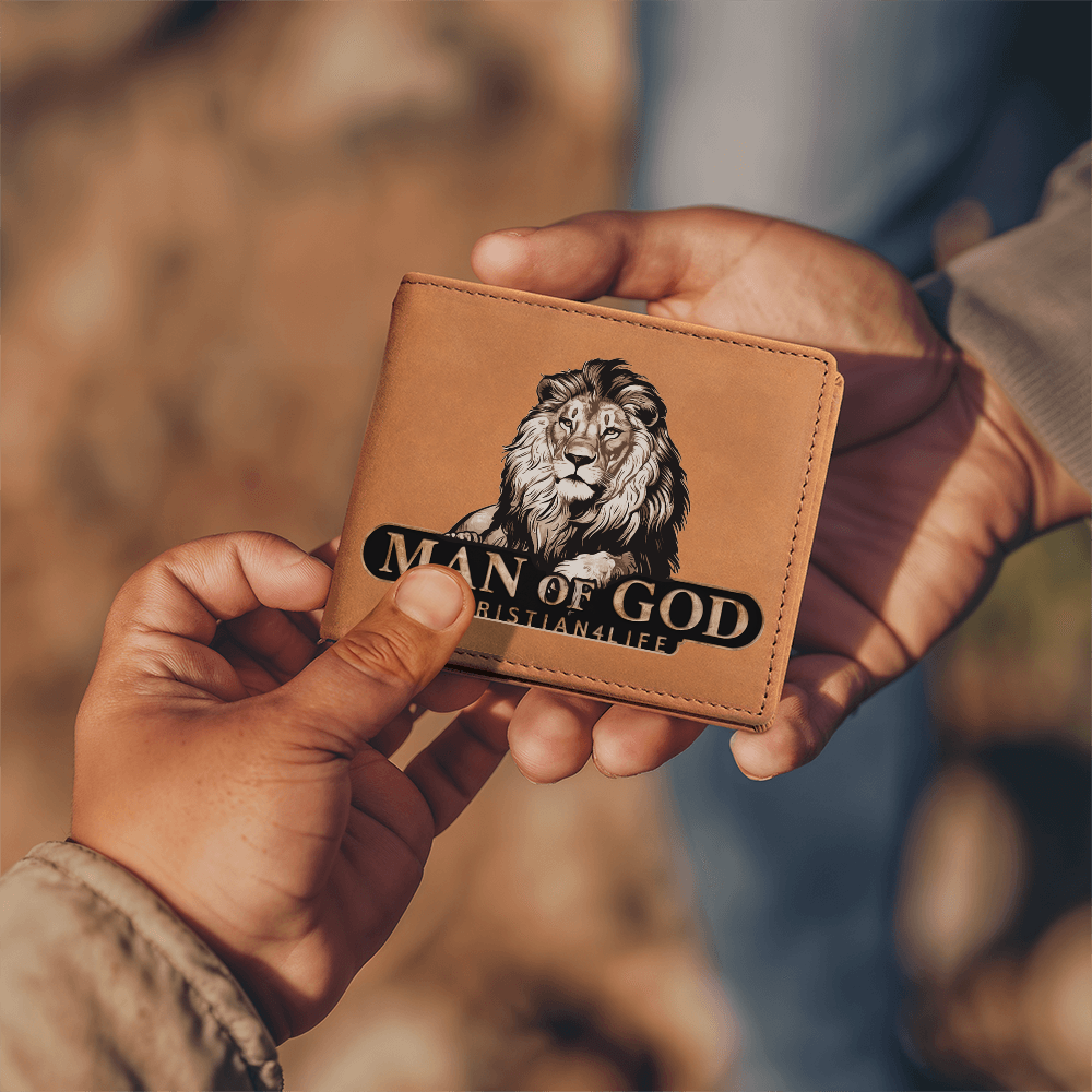 Man of God - Lion of Judah - Christian4Life leather wallet - Christian Gift for Men