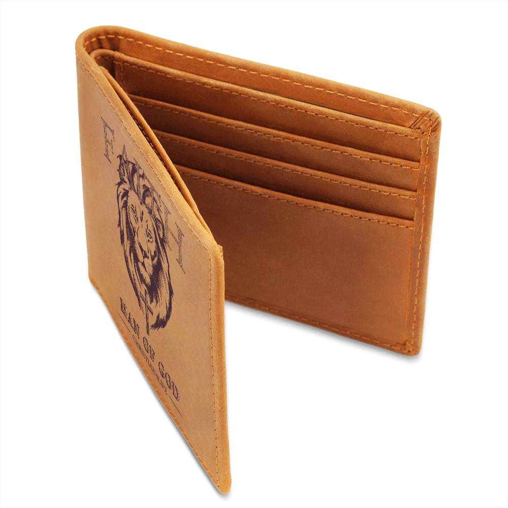 Lion and Cross "Man of God" Graphic Leather Wallet, Christian Gifts, Christian Wallet