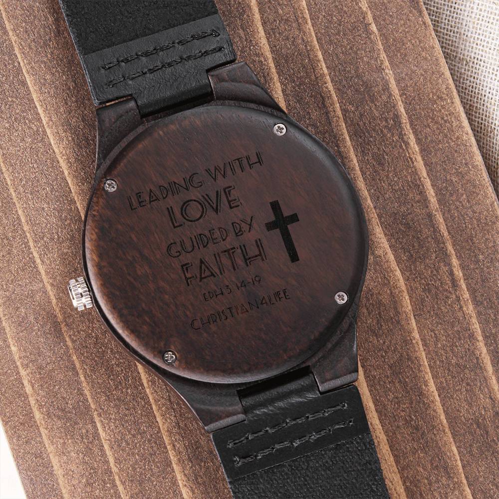 Leading with Love Engraved Wooden Watch