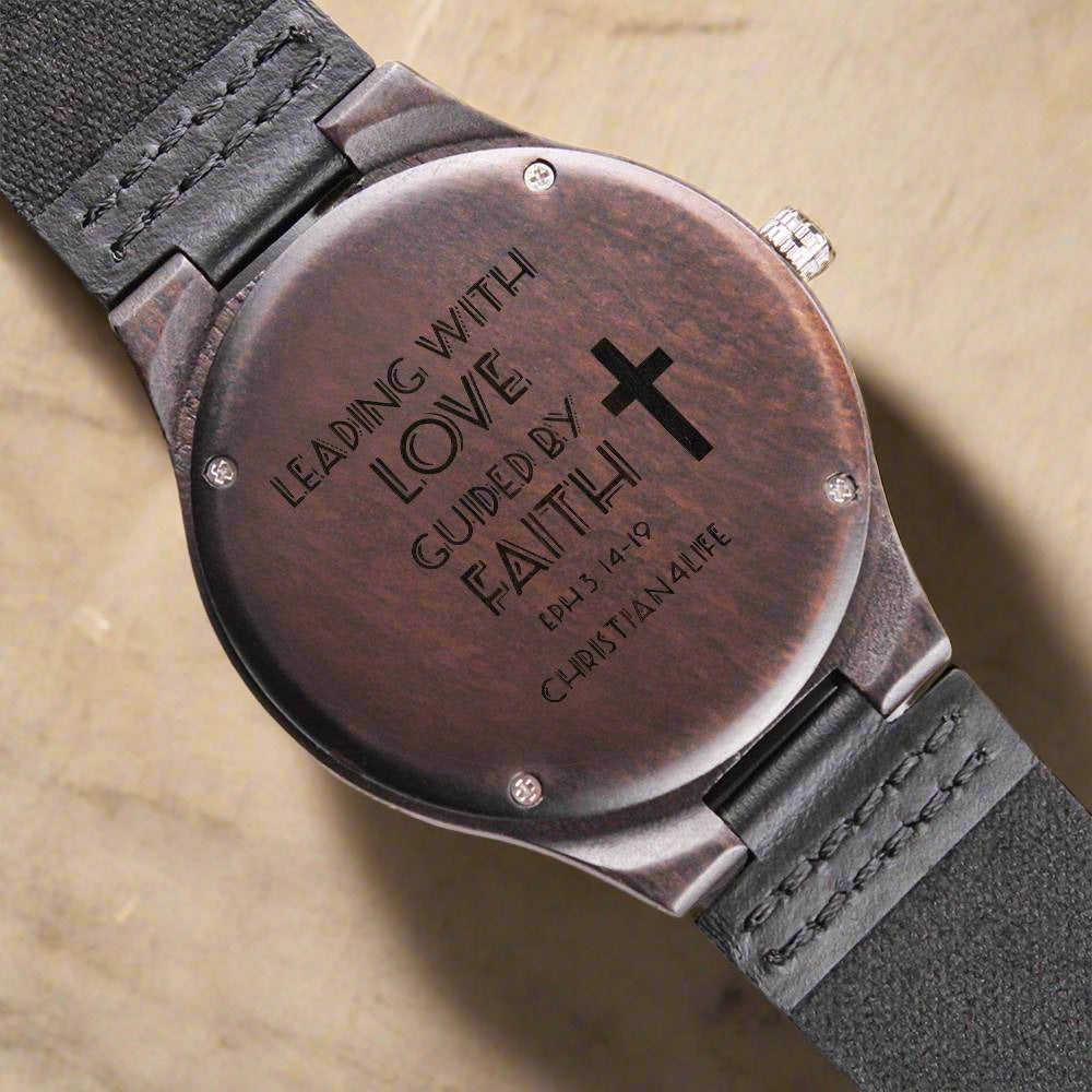Leading with Love Engraved Wooden Watch