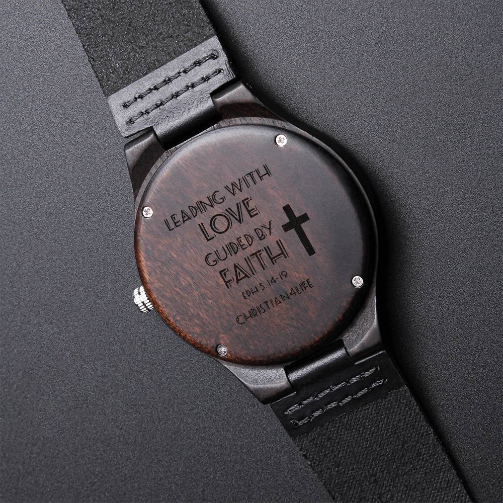 Leading with Love Engraved Wooden Watch