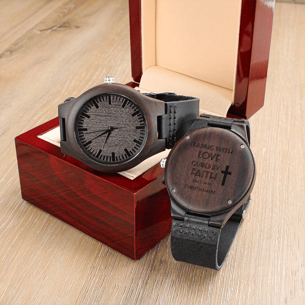 Leading with Love Engraved Wooden Watch