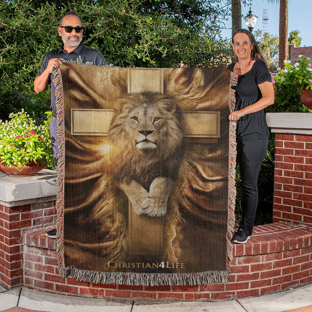 Christian4Life Lion of Judah and Cross Heirloom Woven Blanket