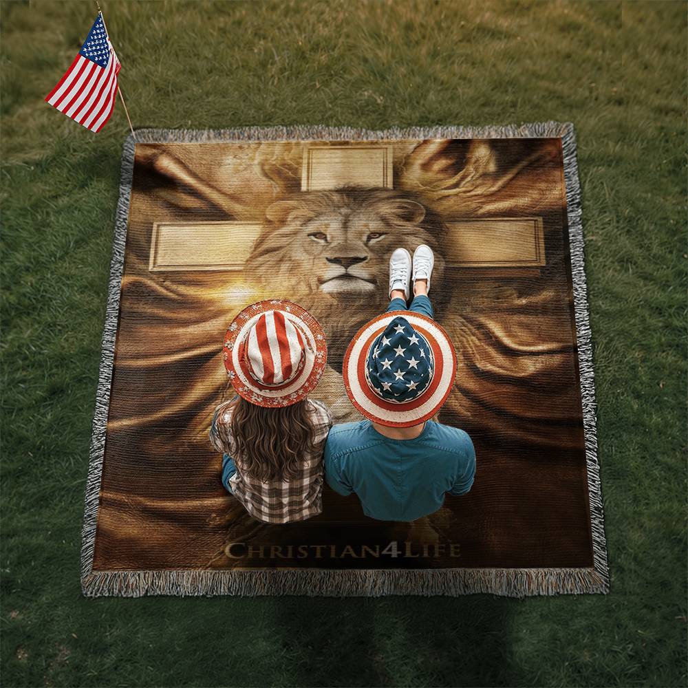 Christian4Life Lion of Judah and Cross Heirloom Woven Blanket