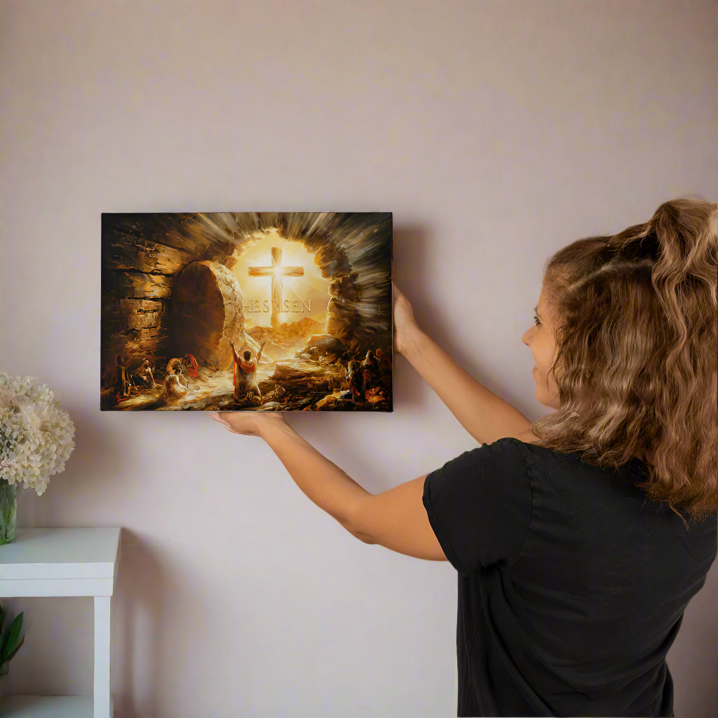 He Is Risen - Gallery Wrapped Canvas - Jesus Resurrection, Christian Easter Wall Art