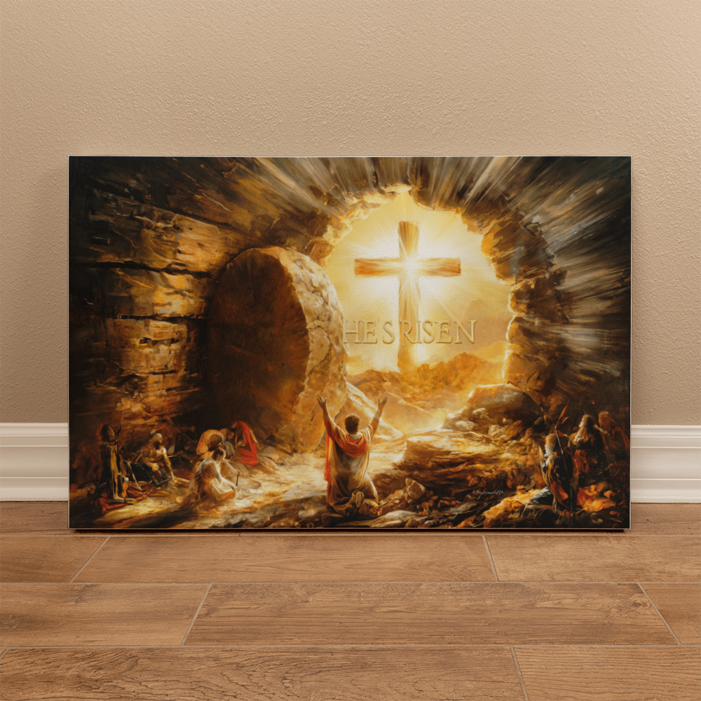 He Is Risen - Gallery Wrapped Canvas - Jesus Resurrection, Christian Easter Wall Art