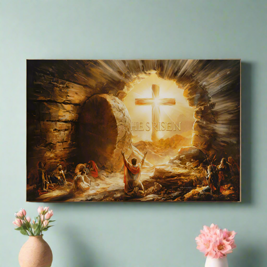 He Is Risen - Gallery Wrapped Canvas - Jesus Resurrection, Christian Easter Wall Art