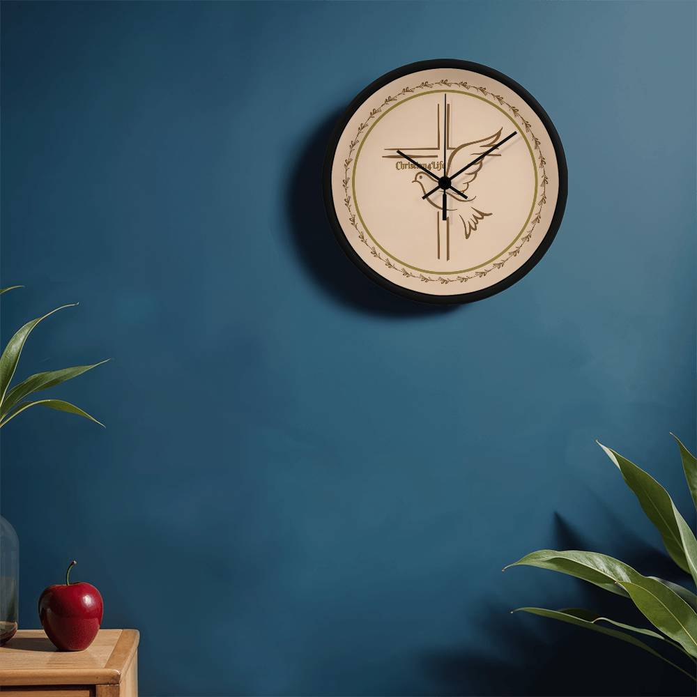 Christian4Life Cross and Dove Christian Wooden Frame Clock