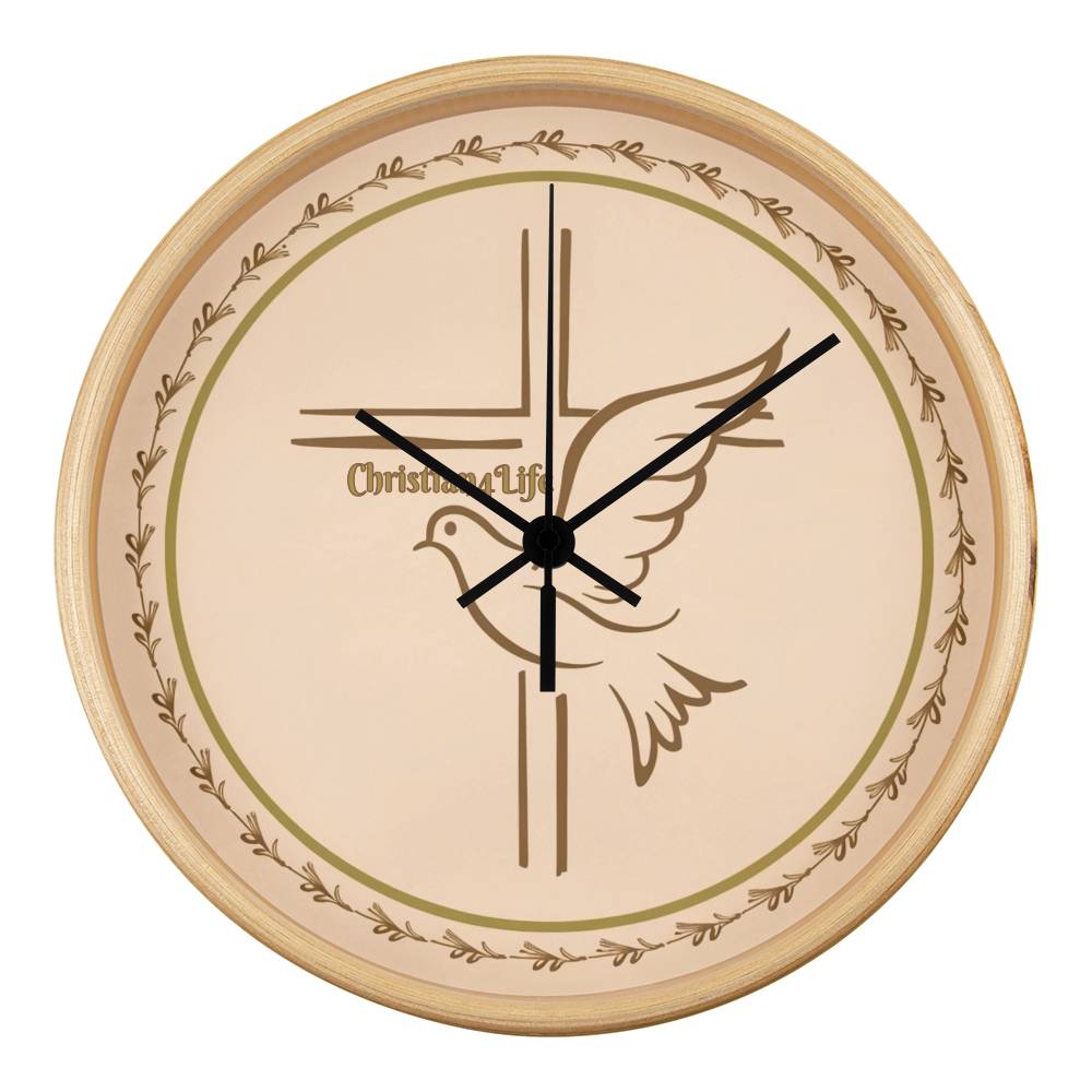 Christian4Life Cross and Dove Christian Wooden Frame Clock