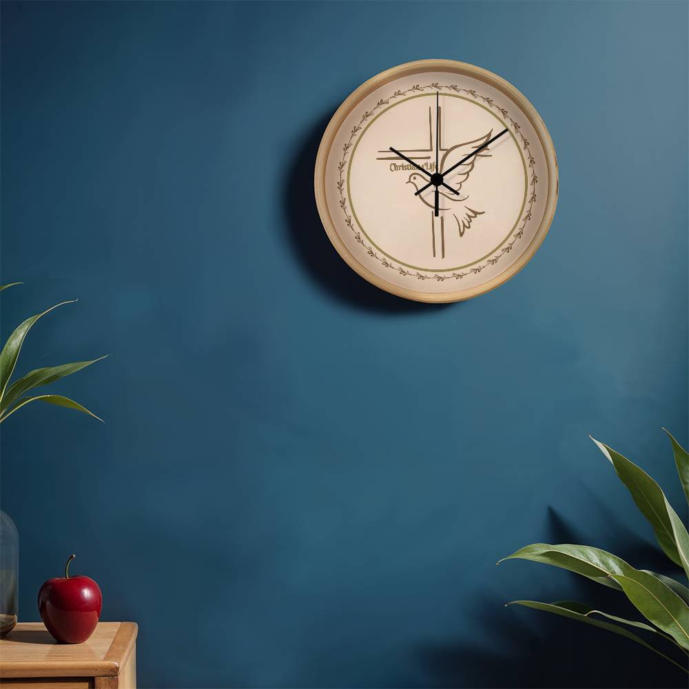 Christian4Life Cross and Dove Christian Wooden Frame Clock