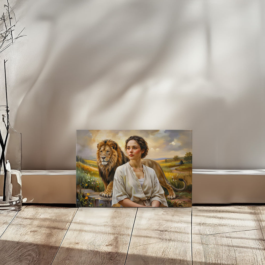 "Behind every Christian woman is the Lion of Judah." - Gallery Wrapped Canvas