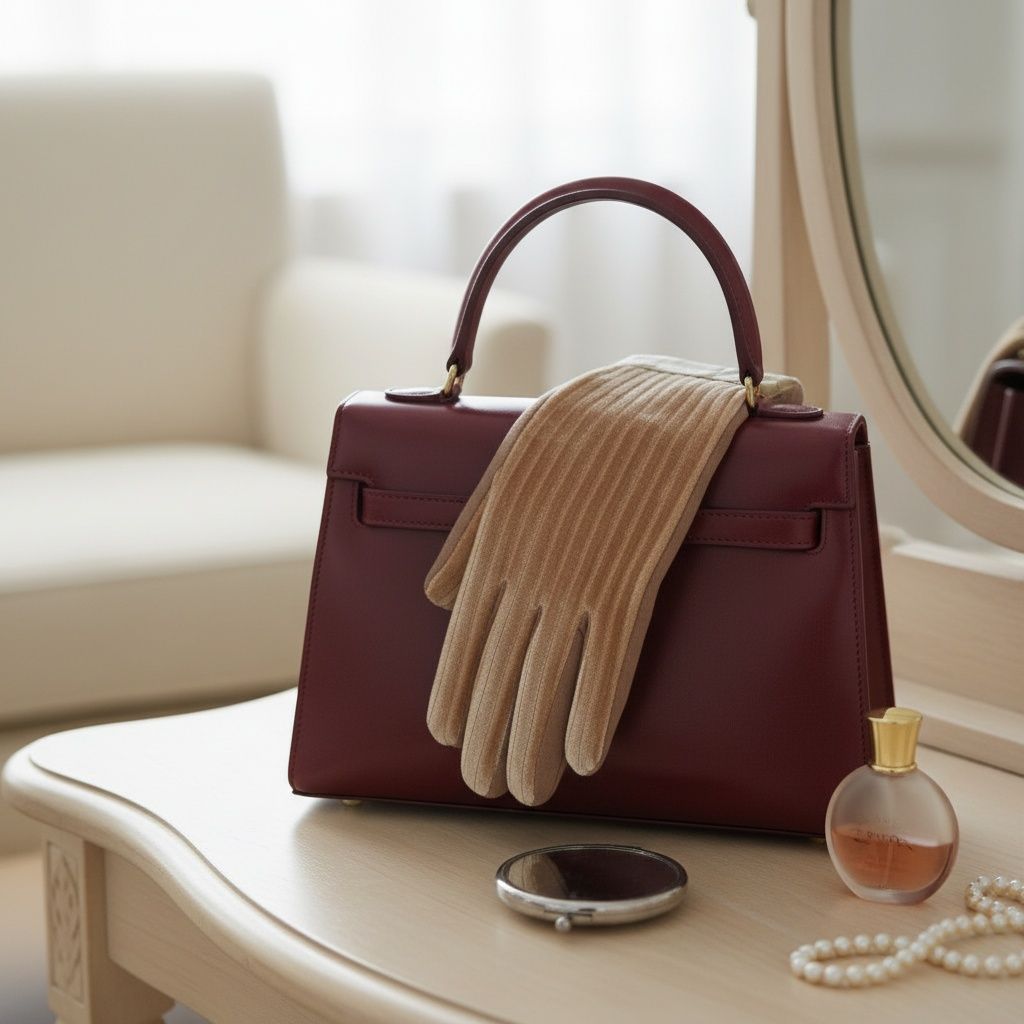 Winter Gloves with Beige Fur Stripe, Leather Touchscreen, Stylish and Chic