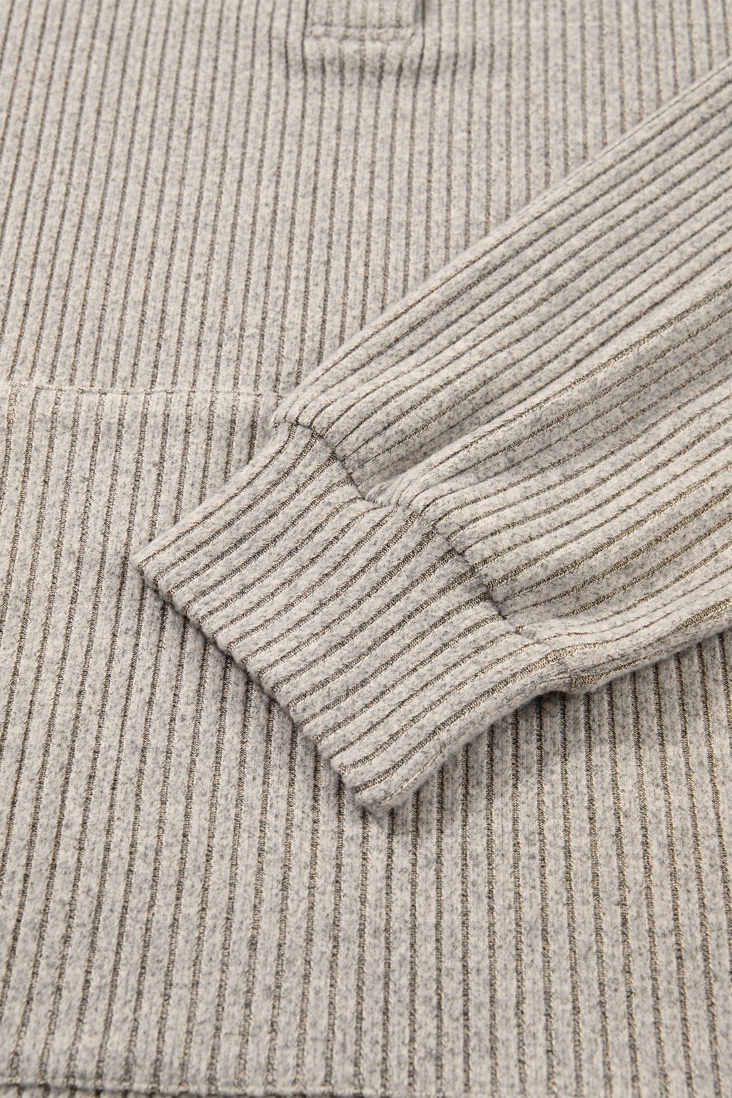 Simply Taupe Plus Size Ribbed Knit Kangaroo Pocket Henley Long Sleeve Top