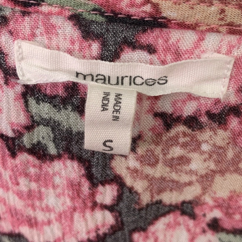 Lot of 3 Misslook Maurices Womens Small Short Sleeve Floral Stripe V Neck Shirts