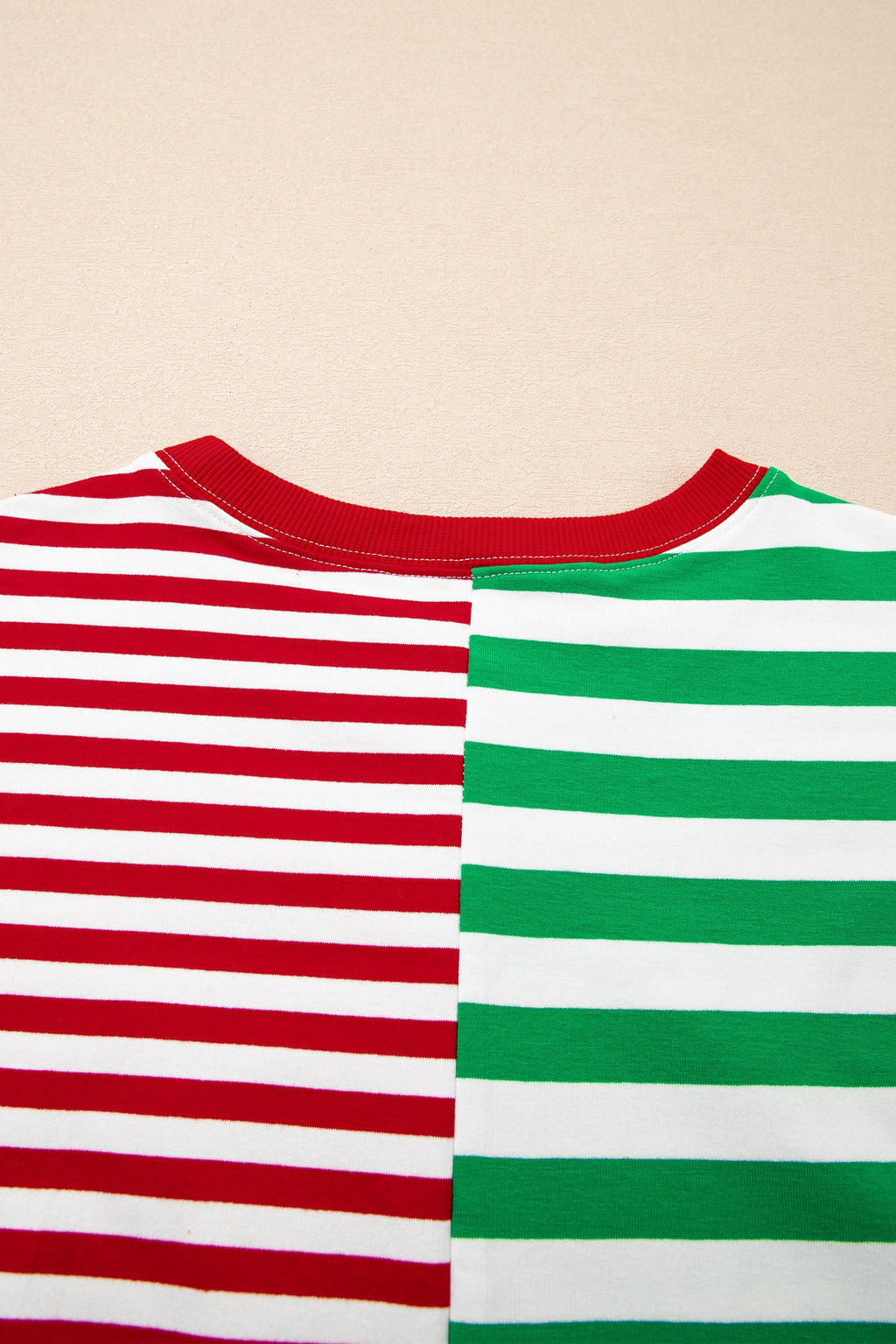 Green Stripe Contrasted Color Block Patchwork Baggy Sweatshirt