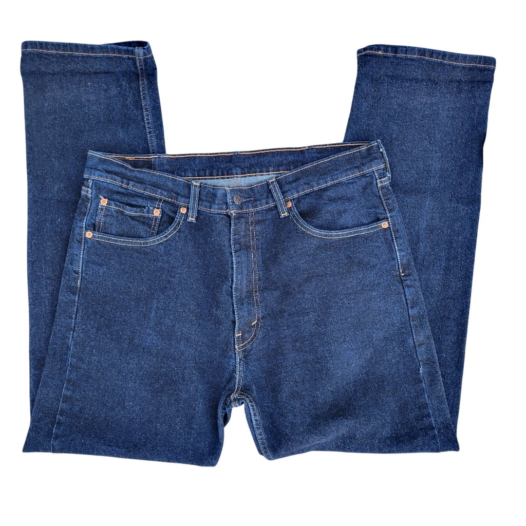 Levi Strauss & Co Levi's 505 Mens 38X32 Dark Wash Cotton Blend Denim Blue Jeans