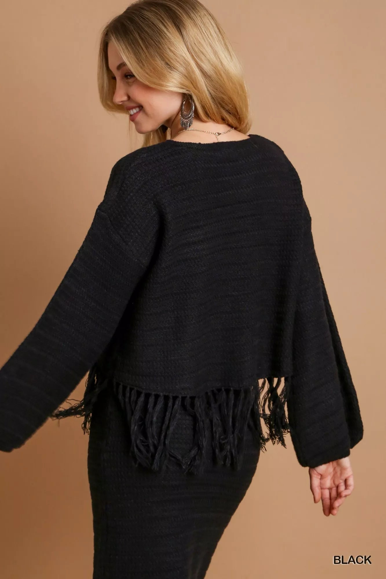 Crochet Knit Crop Top with Frey Hem