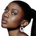 Statement Silver Metal Croissant Hoop Earrings – Trendy Chic Jewelry Accessory